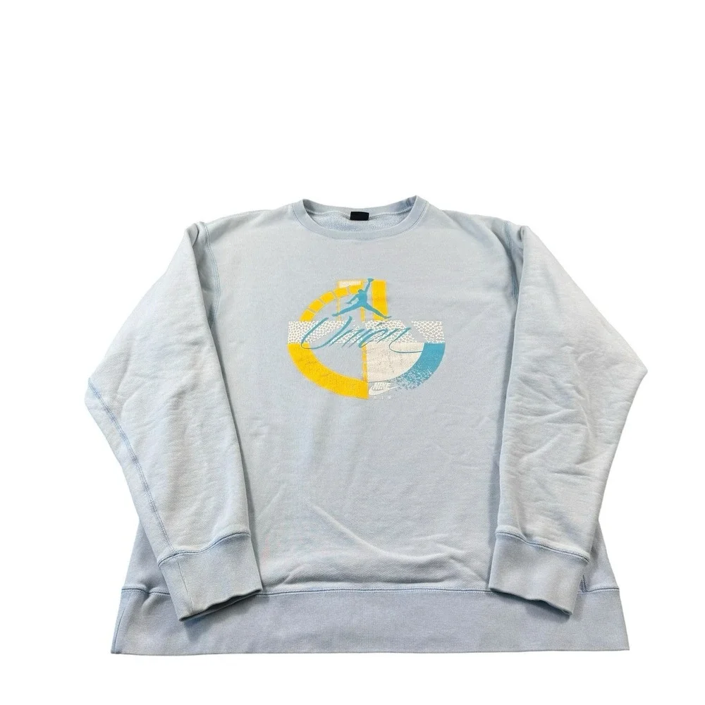 Jordan X Union‎ Blue Graphic Heavy Cotton Crewneck Size Large Tall
